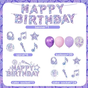 Musik Thema Geburtstag Party Dekoration Set Banner Luftballons Tortenaufsätze Details