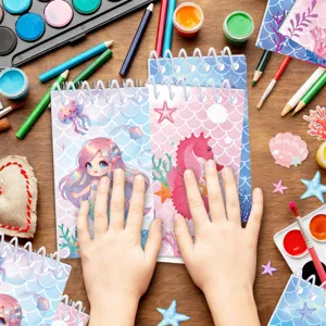 Bonito cuaderno de espiral con temática de sirena y escamas, libreta portátil para estudiantes.