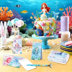 Bonito cuaderno portátil con diseño de sirena y estampado de dibujos para estudiantes.