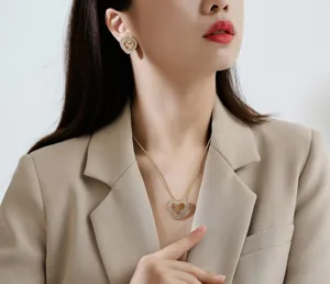 Koreanischer Stil Herzform Zirkonia Messing Ohrstecker Mikro Eingelegter Herz Anhänger Nur Für Damen Minimalistischer Mode Schmuck