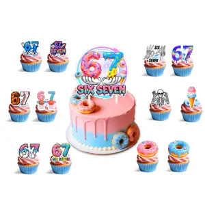 Set topper per torta di compleanno ciambella 67, simpatiche decorazioni per cupcake per feste di bambini.