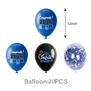 2026 abschluss party luftballons 12 zoll blau schwarz konfetti ballons 20 stück set