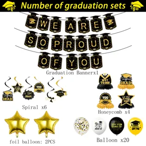 2026 abitur abschluss party dekoration set banner spirale waben deko ballons set.