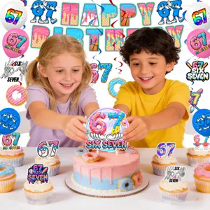 Donut 67 compleanno festa decorazione set con banner torta topper palloncini bambini.