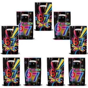 67 theme party candy bag disposable PE gift bag colorful neon design for celebration events