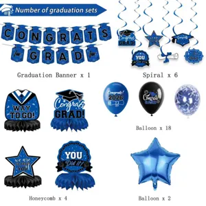 2026 Abschluss Party Deko Set Banner Haengende Spiralen Wabenbälle Ballons Deko
