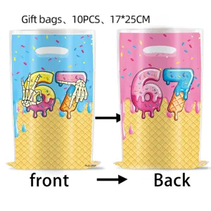 67 Theme Ice Cream Plastic Gift Bags 17x25cm 10pcs Party Candy Packaging Bags for Kids