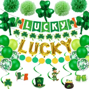 St. Patricks Day Party Dekorationen Set grüne Kleeblatt Ballons glücklich Banner Requisiten