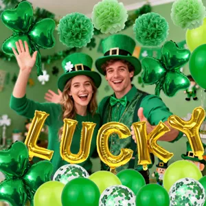 St. Patrick's Day Party Dekorationen grüne Kleeblatt Folienballons LUCKY Banner Set