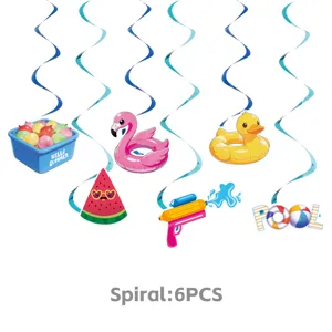 Décorations de spirales suspendues pour fête de piscine d'été, fournitures d'anniversaire.