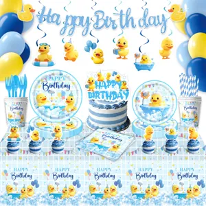 Niedliches gelbes Entchen Kinder Geburtstag Party Deko Set mit Tellern und Bechern