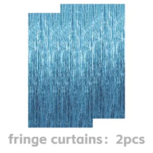 Rideaux à franges métalliques bleues lot de 2, décoration parfaite pour fond photo de fête.