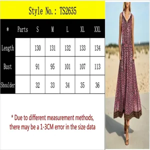 Detailed size chart and leopard print dress dimensions for perfect casual fit selection.