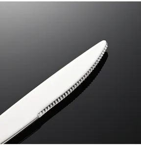 Coltello da tavola in acciaio inossidabile lama dentata dettaglio stoviglie cucina moderne