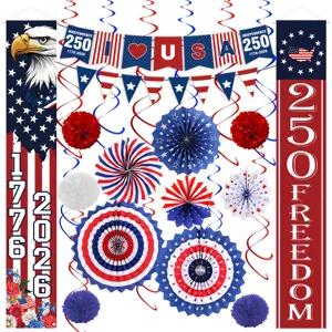 Amerikanische 250. Unabhängigkeitstag patriotische Party Dekoration Set Banner Fächer