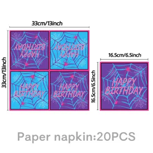 Blau lila Spinnennetz Party Papierservietten 20 Stück Einweg Geburtstag Party Deko.