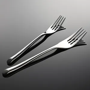 Set di forchette in acciaio inox, design moderno con manico curvo elegante, dettaglio posate.