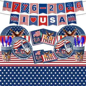 USA 250. Jubiläum patriotische Party Geschirr Set Einweg Pappteller Becher Servietten