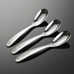 Stainless Steel Baby Feeding Spoon Cute Cartoon Animal Soup Spoon Mirror Polished Infant Tableware Kids Spoon
