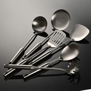 Stainless steel kitchen cookware set cooking utensils spatula ladle skimmer tools