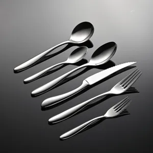 Juego de Cubertería de Acero Inoxidable Pulido Espejo Cuchillo para Bistec Tenedor Cuchara de Sopa para Hotel
