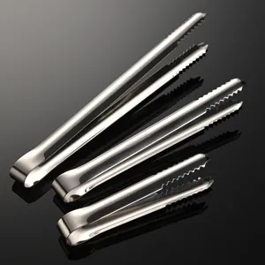 Stainless Steel Food Tongs Kitchen Ice Tongs Bread Meat Salad Grabbing Tongs Anti Slip Barbecue Cooking Serving Tongs