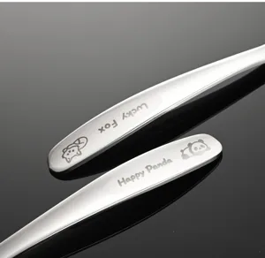 316 Stainless Steel Baby Feeding Spoon Cartoon Animal Design Safe Infant Tableware Detail