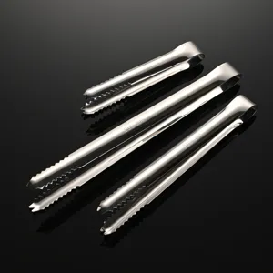Stainless steel ice food tongs 304 non slip kitchen barbecue fruit utility clip 3pcs