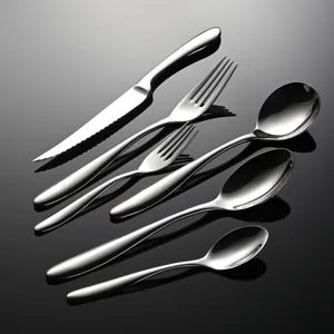 Set de cubiertos de acero inoxidable con cuchillo de carne tenedor y cuchara cocina