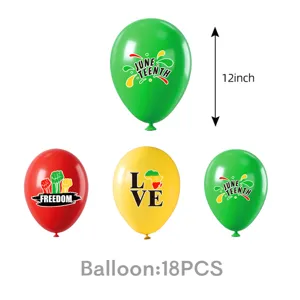 Juneteenth party celebration balloons set 12 inch decorative latex balloons pack of 18 pcs