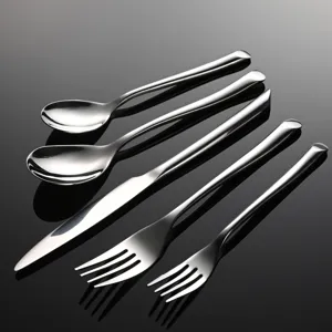 Set di posate in acciaio inossidabile coltello forchetta cucchiaio stoviglie cucina.