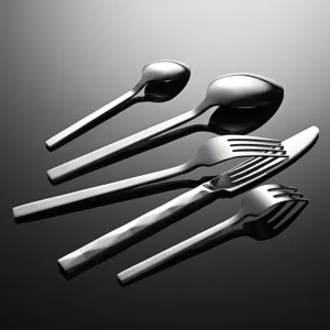 Juego de cubiertos de 5 piezas de acero inoxidable con mango de diamante, elegante.
