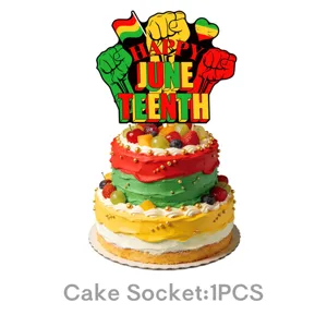 Juneteenth celebration cake topper party supplies african flag fist design 1pc decor