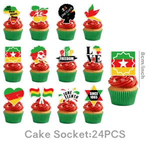 Juneteenth Cupcake Toppers Black History Month Party Cake Decorations Set of 24 Pieces