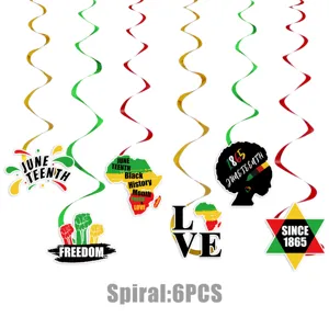 Juneteenth party hanging swirls decorations 6pcs black history month ceiling streamers