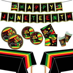 Juneteenth party supplies set banner plates napkins cups tablecloth celebration decor