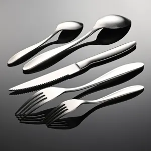 Juego de cubiertos de acero inoxidable 304, cuchillo de carne cepillado de 5 piezas.