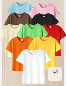 Children short sleeve cotton t-shirt kids solid color basic tee summer top wear