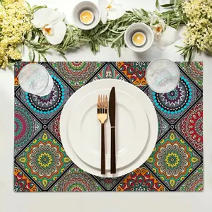Bohemian Mandala Placemat Ethnic Geometric Pattern Table Mat for Kitchen Dining Decor