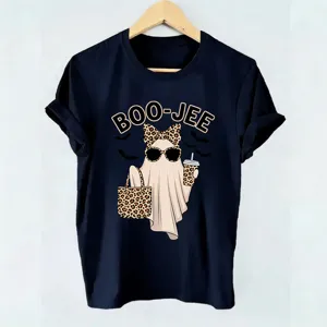 Women vintage Halloween ghost short sleeve t-shirt casual crewneck graphic tee top