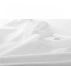 Close-up of a plain white cotton t-shirt collar showing soft fabric texture and weave.