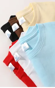 Kids 100% cotton short sleeve t-shirt basic summer solid color children top clothing