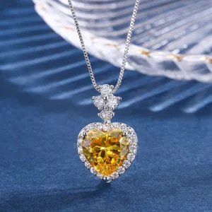 Atemberaubende herzförmige simulierte gelbe Diamant Anhänger Halskette für Damen.