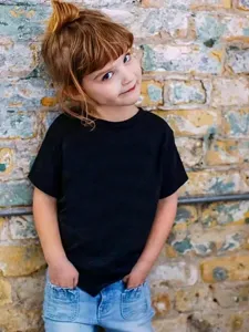 Kids pure cotton short sleeve t-shirt casual summer basic solid blank top for boys and girls.