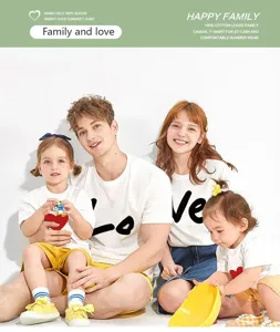 T-shirt assorti famille ete manches courtes coton decontracte parents enfants haut