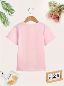 Pink plain short sleeve children t-shirt pure cotton basic kids summer top apparel new