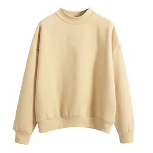 Effen sweatshirt met opstaande kraag en lange mouwen, casual damestrui voor dagelijks.