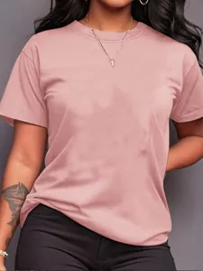 Vrouwen effen kleur basic korte mouw t-shirt casual zomer top kleding mode trendy