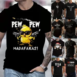 Maglietta Grafica Casual in Puro Cotone Manica Corta da Uomo Top Estivo