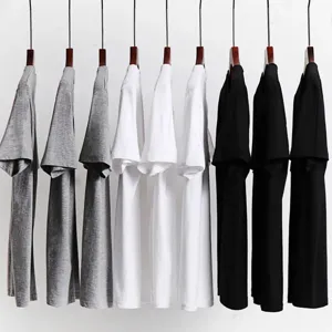 Magliette basic da uomo in cotone a maniche corte nero bianco grigio per uso quotidiano.